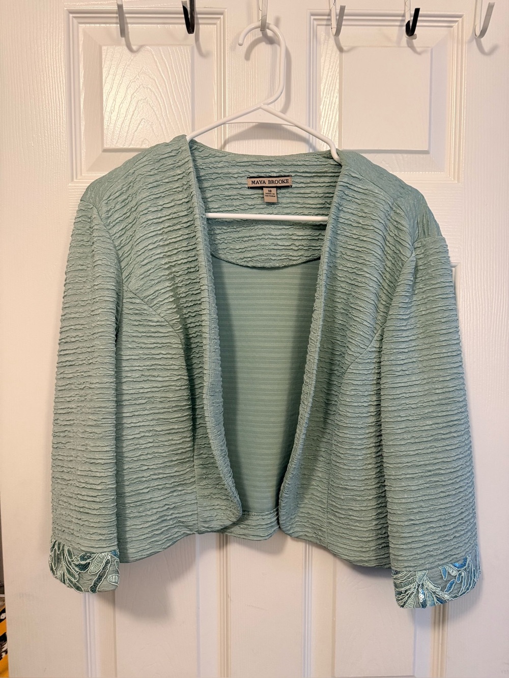 Maya Brooke Mint Open-Front Cardigan